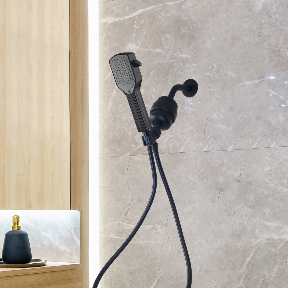 مجموعة الدش الكاملة لرأس الدش المشط لفك تشابك الشعر