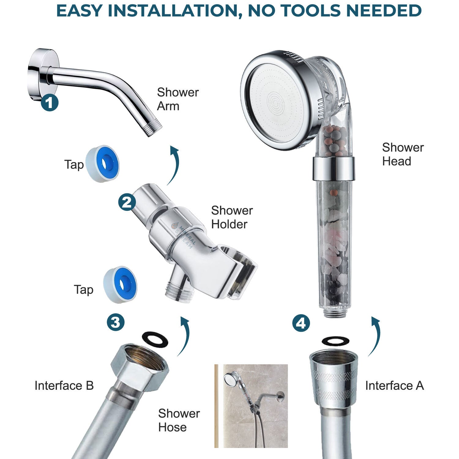 مجموعة أساسيات دش رأس الدش شاكرا