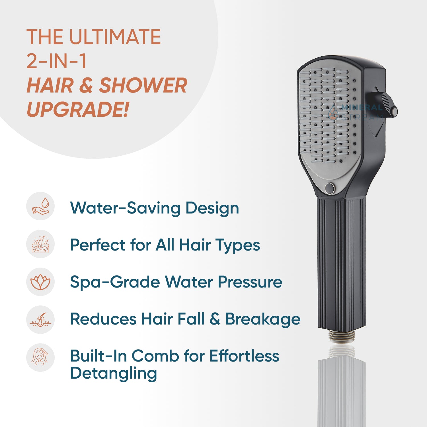 Detangler Comb Comb Showerhead مجموعة دش كاملة