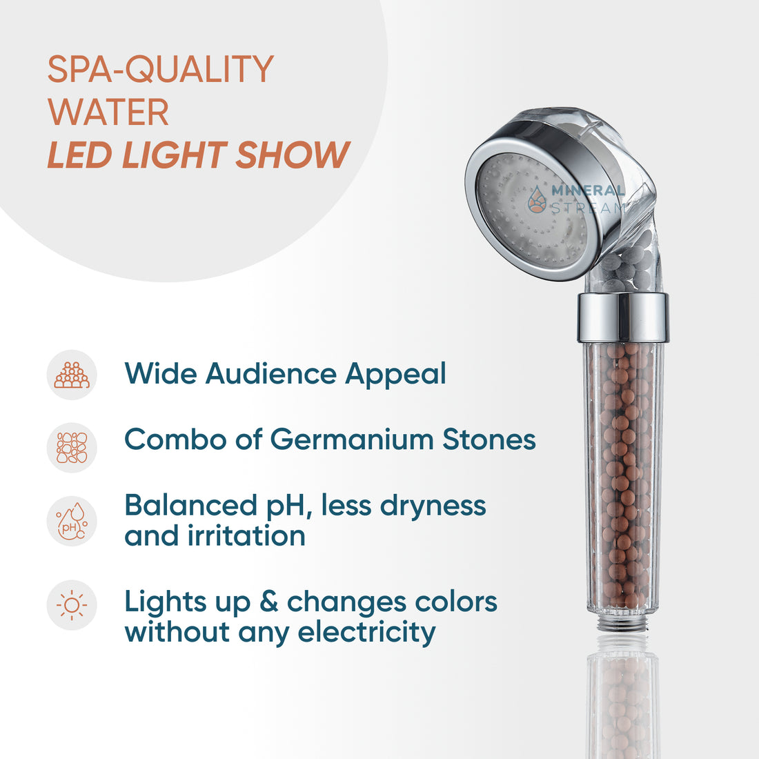 طقم أساسيات الدش برأس الدش الأيوني LED